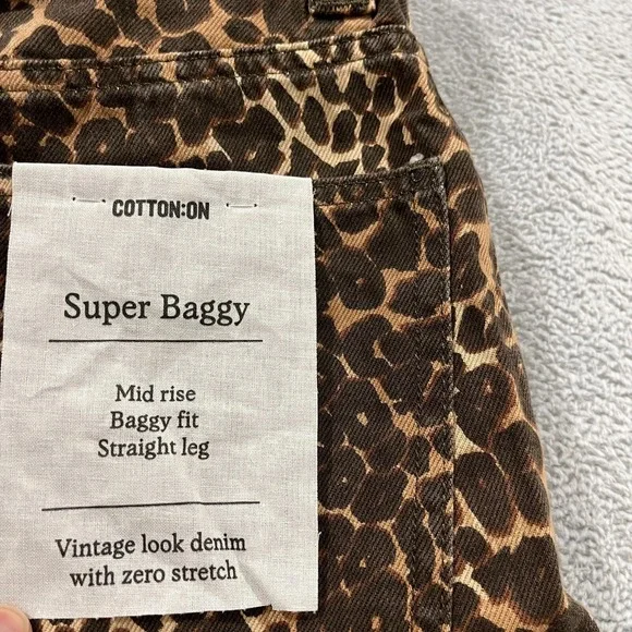 Cotton:On Jeans 24 Super Baggy Carpenter Leopard Flare‎ Y2K Skater NWT